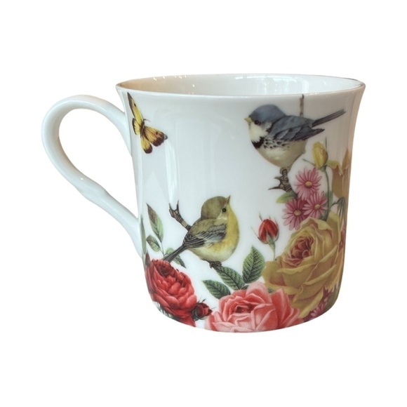 Set Of 4 STECHCOL Gracie Bone China Teacup / Mug Birds, Butterflies, Flowers - Picture 1 of 6